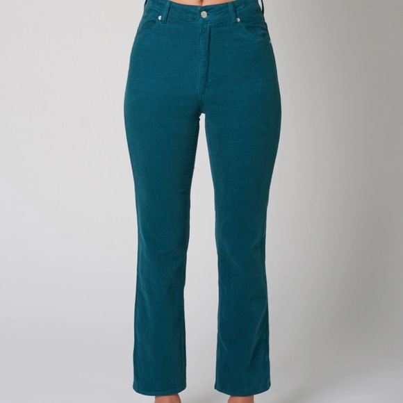 nwt ROLLA'S FREE PEOPLE original straight corduroy pant in forest green 27 - Picture 3 of 15
